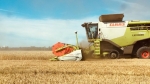 Feldarbeit mit Erntemaschine Feldarbeit mit Erntemaschine